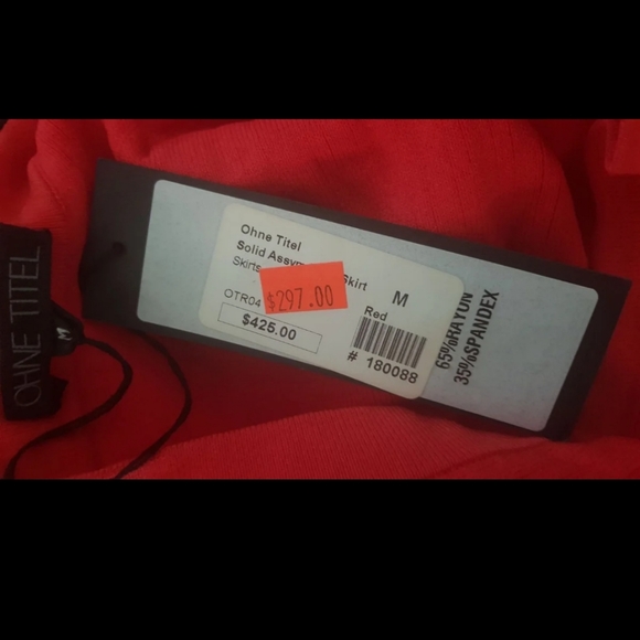 NWT OHNE TITEL Red Stretch Skirt M - Picture 5 of 6